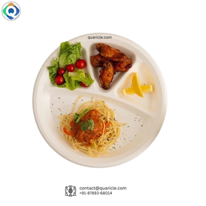 Platos de bagazo de caña de azúcar de 12 pulgadas personalizados para boda al por mayor asequibles elegantes y elegantes con 3 compartimentos platos ecológicos - Product Image 4