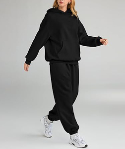 OEM Custom Cotton Blank Hoodie and Jogger Sweatpants Set Sweat Suit Jogging Oversized Suit Stack Oversized Flared <b>Tracksuit</b> - Product Image 3