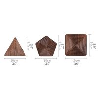 Sous-verres classiques en bois de noyer noir 3 pièces Nouveau design géométrique Écologique Logo personnalisé Diamètre Ensembles de sous-verres Maison Restaurant