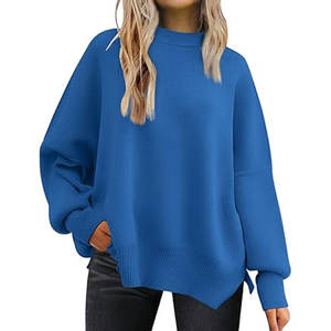 Pull en tricot à col rond surdimensionné tendance vintage pour femmes tendance de l'hiver avec logo sur le devant - Product Image 3