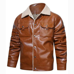 <b>Men</b> <b>s</b> Leather <b>Jacket</b> Genuine Lambskin Bomber <b>Jacket</b> <b>Men</b> Brown with Sherpa Lining Collar Premium Leather <b>Jacket</b> <b>Men</b> - Product Image 4