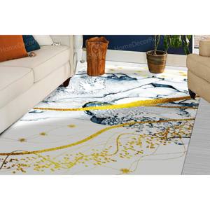 Alfombra con Estampado de Mármol Gris y Dorado - Moderna, Lujosa, Personalizada, Alfombra de Terciopelo de Lujo - Product Image 5