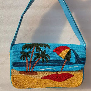 Bolso de hombro con diseño tropical de cuentas, bolso de mano indio totalmente artesanal, bolso de lujo hecho a mano para mujer, bolso de fiesta de noche. - Product Image 4