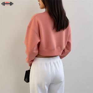 Sweat-shirts à capuche pour femmes, style crop, 2 pièces, personnalisables, pull à une épaule, streetwear, polyester/coton, marque neuve - Product Image 2