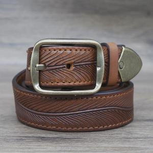 Thick Double-sided <b>Belt</b> Luxury Tactical Jeans <b>Belt</b> <b>Genuine</b> <b>Leather</b> <b>Belt</b> for Men's Pure Copper Custom <b>leather</b> <b>belt</b> Handcrafted - Product Image 4
