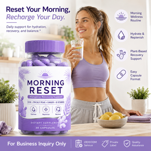 Cápsulas <span class=keywords><strong>para</strong></span> <span class=keywords><strong>la</strong></span> Recuperación de <span class=keywords><strong>la</strong></span> <span class=keywords><strong>Resaca</strong></span> Morning Reset, DHM, Opalo, Jengibre, Vitaminas <span class=keywords><strong>B</strong></span>, Hidratación, Repuesto de Nutrientes, Marca Privada - Product Image 1