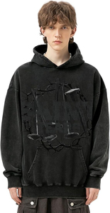 Sweat à capuche pour hommes lavé à l'acide avec logo personnalisé 500gsm French Terry Dtg Printing Streetwear Heavyweight Vintage - Product Image 4