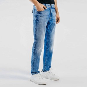 Pantalon en jean bleu classique de qualité supérieure pour hommes Slim Fit Stretch Design décontracté avec coupe régulière épaisseur de toile légère - Product Image 1