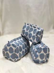 Set 3 Vintage Quilted Waterproof Cotton Case Block Print Design Eco-Friendly Durable Medium Women's Makeup Travel Customized - Product Image 4