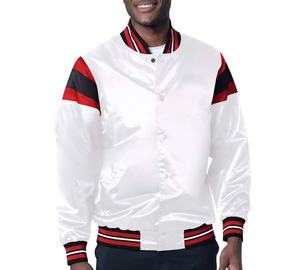 Chaqueta universitaria de satén de dos tonos Chaqueta de béisbol de satén con bordado personalizado Chaqueta universitaria y escolar - Product Image 3