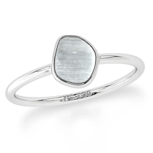 Bague en argent sterling 925 faite à la main lunette sertie de sélénite bague de pierres précieuses brutes bijoux fantaisie bague à la mode pour unisexe. - Product Image 1