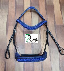 Bride de cheval anatomique de haute qualité en cuir rembourré souple Tack équestre du fabricant pour les soins des chevaux - Product Image 1