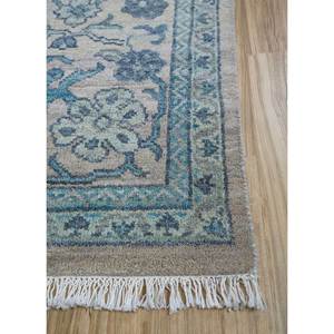 Tapis en laine afghane noué à la main Viscaya Classic Ivory AKWL-1129, motif médaillon rectangulaire, pour salon, tapis en jute pour couloir - Product Image 4