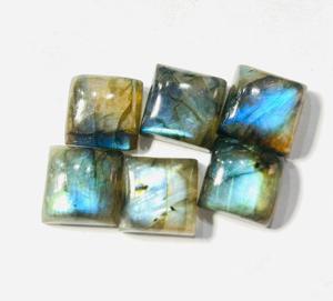 Labradorite naturelle 12mm coupe carrée Cabochon en vrac pierres précieuses multi-feu paquet de 6 pièces - Product Image 5