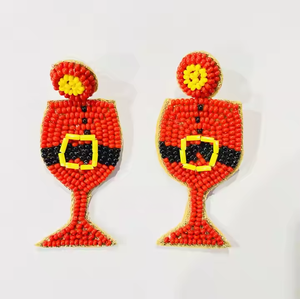 Pendientes de muñeco de nieve de Navidad hechos a mano, diseño de aro con cuentas para mujer, joyería festiva única para vacaciones, accesorio de invierno - Product Image 4