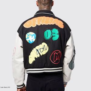 Veste de baseball universitaire pour homme de haute qualité, design personnalisé, broderie, streetwear bicolore, veste de sport, approvisionnement ODM - Product Image 6
