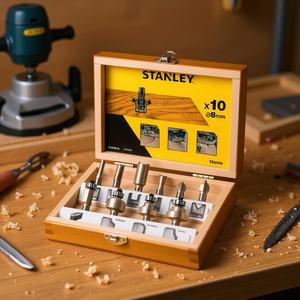 Jeu de 10 fraises Stanley TCT pour défonceuse à queue de 8 mm, embouts en carbure - Product Image 3