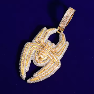 Lujo totalmente helado Moissanite diamante colgante collar D VVS tachonado hecho con plata esterlina estilo Hip Hop colgantes finos encantos - Product Image 1