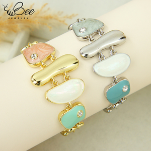 2026 Italian 14k Gold Silver Color Crystal Bracelet Europe Custom Vintage Natural Resin Handmade Chains Bracelets For Party - Product Image 3