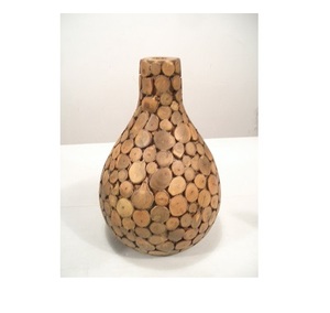 Decoración de madera de teca para el hogar, Decoración de mesa larga de madera, florero de lujo - Product Image 2