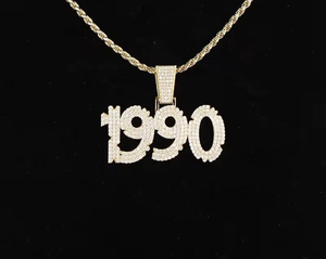 Plata de Ley 925 Iced Custom Number VVS Moissanite Hip Hop Colgante Diamante facetado Anillo personalizado Colgantes de moda Encantos - Product Image 3