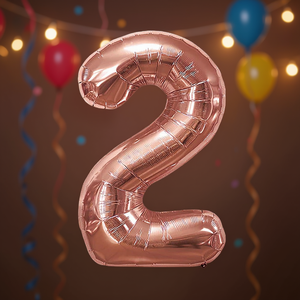 Palloncino Numero 2 in Foil Mylar Oro Rosa 45cm per Decorazioni Festa - Product Image 3