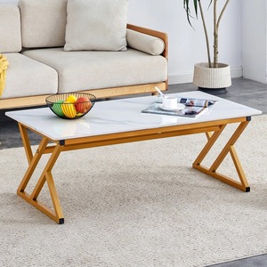 Juego de Mesa de Centro de Mármol y Metal Blanco, Moderno, Minimalista y Ecológico, para Sala de Estar, Muebles para el Hogar y Oficina, Plegable - Product Image 4