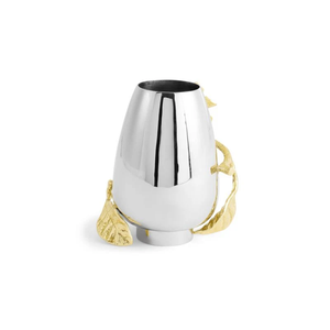 Jarrón de metal de diseño hecho a mano en plata y oro Florero inspirado en la naturaleza para sala de estar o regalo - Product Image 4