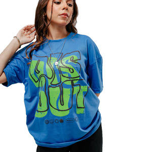 Vente en gros 2025 100% coton biologique bleu hommes et femmes sérigraphie graphique t-shirts hommes surdimensionnés t-shirts en bas quantité minimale de commande - Product Image 2