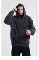 Sudadera con Capucha Personalizada con Diseño Vintage Lavado al Ácido y Patrón 3D para Hombre, 800 g/m², 100% Algodón, Forro Grueso, Hombros Caídos, Diseño Cuadrado, Logotipo Personalizado