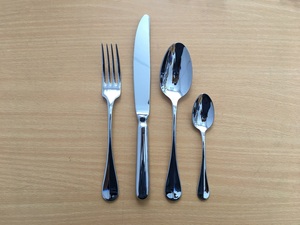 Ensemble de couverts en acier inoxydable avec manche martelé unique, cuillère et fourchette argentées, pour les fêtes - Product Image 5