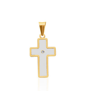 Cruz colgante de oro fino con nácar Joyas elegantes y lujosas - Product Image 1