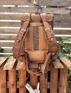 Mochila Deportiva de Lona Encerada Heritage, Bolsa de Viaje Casual de Fin de Semana, Forro de Lana, Correas de Poliéster, Plegable, Cuero Personalizado - Product Image 4