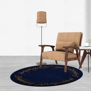 Navy Blue Printed <b>Rug</b> - Modern, Easy To Clean, <b>Car</b> Mat, Salon,Velvet <b>Rug</b> - Product Image 4