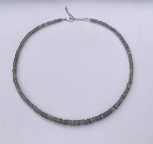 Collar de cuentas de neumático Heishi liso de labradorita gris Natural de 4mm y 6mm, collares de cuentas finas para mujeres y niñas, piedra de cristal de tendencia - Product Image 1