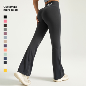 Vente en gros Pantalon de yoga fitness pour femme avec logo personnalisable à la taille des fesses froissées aux fesses - Product Image 3