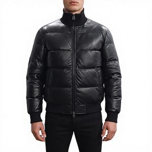 Nouvelle veste de sport pour homme en cuir d'agneau véritable noir, respirante, style motard, décontractée et tendance - Product Image 2