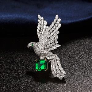 Broche coupe émeraude exquise Leb diamant cultivé multi-usages 925 pendentif en argent pour les femmes cadeau d'anniversaire parfait pour elle - Product Image 3