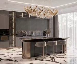 Nuevos productos calientes Moderno RTA Gabinete de madera maciza Diseño de puerta de cocina Embalaje estándar de la mejor marca - Product Image 1