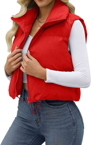 Chaleco acolchado corto para mujer, chaqueta ligera sin mangas, ropa de abrigo de invierno a la moda, chaleco acolchado para mujer, transpirable con OEM - Product Image 2