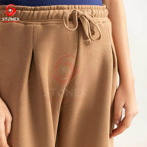 Pantalon à cordon de serrage pour femmes grande taille 100% coton confortable coupe slim pour l'automne avec logo personnalisé |   OEM disponible - Product Image 6
