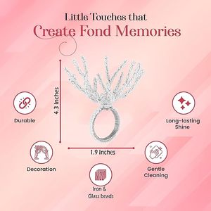 Anneaux de serviette super luxueux, décor de table exclusif pour fête de mariage, perles de verre uniques en forme vintage, perles de bois en alliage de fer, papillon - Product Image 5