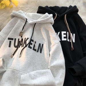 Sudaderas con capucha unisex de algodón con serigrafía personalizada logotipo personalizado Puff estampado pulóver hombres sudaderas con capucha de talla grande moda sudaderas con capucha sólidas - Product Image 4