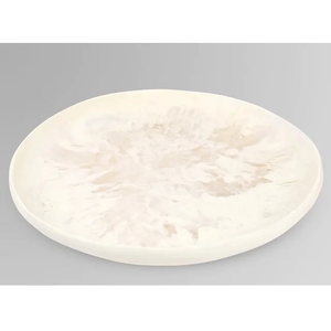 Assiette ronde en résine avec design tendance de qualité supérieure Bol de vaisselle aspect corne de bois en résine naturelle Salade de fruits Plateau en résine - Product Image 1