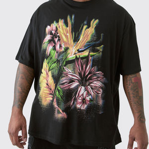 T-shirt surdimensionné à imprimé floral multi de qualité supérieure en noir-100% coton-Disponible jusqu'à 3XL-Vêtements de mode pour hommes à la mode - Product Image 6