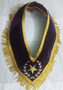 Tabliers et colliers maçonniques personnalisés en cuir brodé 3D Étoile d'Orient - Colliers à chaîne de haute qualité - Product Image 3