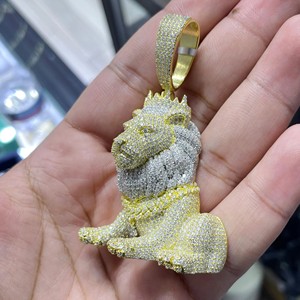 Collier pendentif personnalisé en or 18 carats plaqué or, style hip-hop, diamant glacé, animal, testeur de passe, collier pour homme, diamant créé en laboratoire - Product Image 1