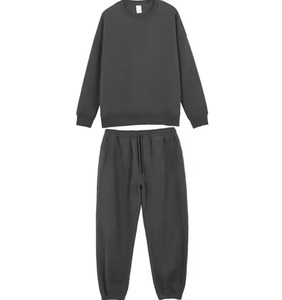 Vente en gros d'ensemble personnalisé hommes 100% coton fermeture éclair col rond sweat pantalons de survêtement longs bouffée imprimé écologique brodé - Product Image 6