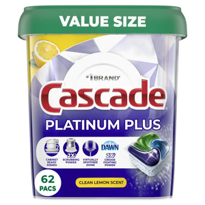 Cascade Platinum Plus Lavavajillas Pods, Lavavajillas Detergente ActionPacs, Limón Limpio, 62 Unidades - Product Image 5