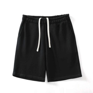 Pantalones Cortos Bermuda de Felpa 100% Algodón para Hombre, Color Liso, Cintura con Cordón, Casuales, Transpirables, Cortavientos, Antiarrugas, de Tiro Medio - Product Image 5